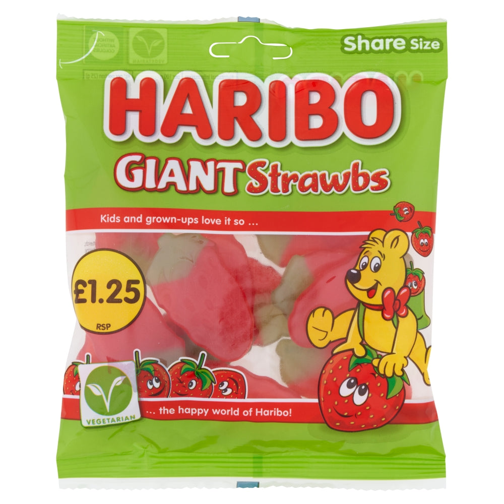 Haribo Giant Strawbs 140g £1.25 PMP x 12 (UK)