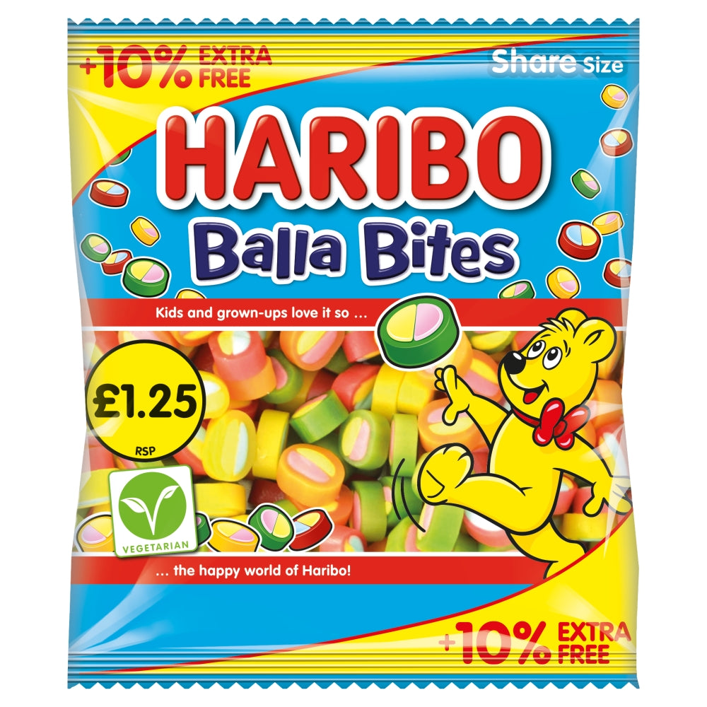 Haribo Balla Bites Chewy Sweets Sharing Bag 154g £1.25 PMP + 10% Extra Free x 12 (UK)