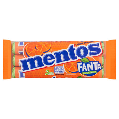 Mentos Fanta Chewy Dragees Orange Flavour 3 Pack 114g - 25 x (3 x 38g Rolls) (UK)