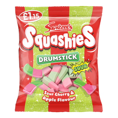Swizzels Drumstick Squashies Sour Cherry & Apple Flavour Bag 120g £1.15 PMP x 12 (UK)
