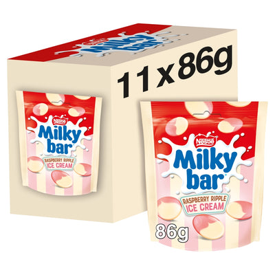 Milkybar Buttons White Chocolate Raspberry Ripple Sharing Bag 86g x 11 (UK)