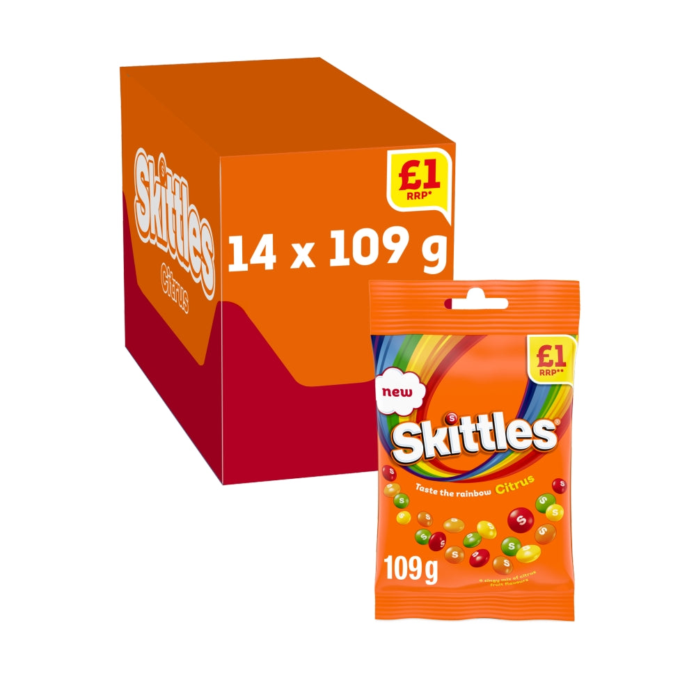 Skittles Citrus Sweets Bag 109g £1 PMP x 14 (UK)