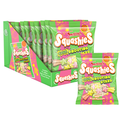 Swizzels Squashies Sour Shooting Stars Gums 100g x 12 (UK)