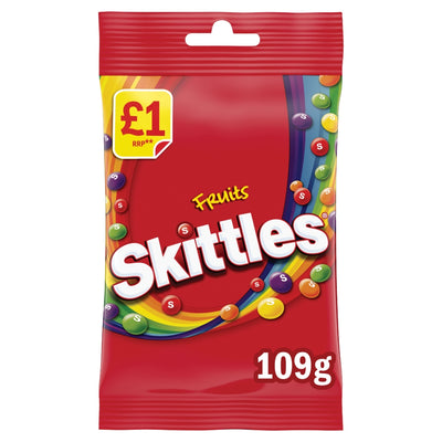 Skittles Vegan Chewy Sweets Fruit Flavoured Treat Bag 109g x 14 £1 PMP (UK)
