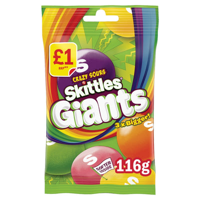 Skittles Giants Vegan Sour Treat Bag 116g x 14 £1 PMP (UK)