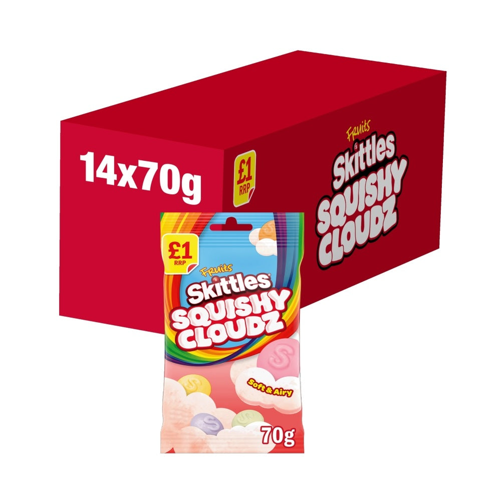 Skittles Squishy Cloudz Chewy Sweets Treat Bag 70g £1 PMP x 14 (UK)