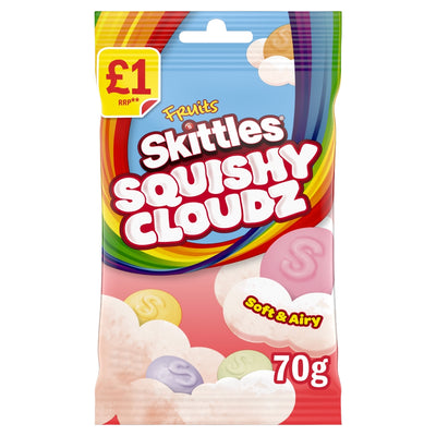 Skittles Squishy Cloudz Chewy Sweets Treat Bag 70g x 14 £1 PMP (UK)