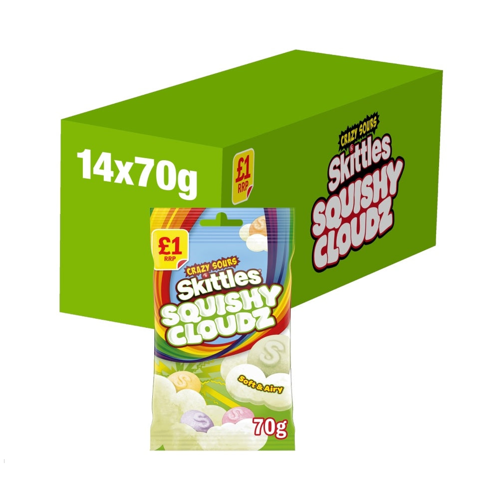 Skittles Squishy Cloudz Sour Sweets Treat Bag £1 PMP 70g x 14 (UK)