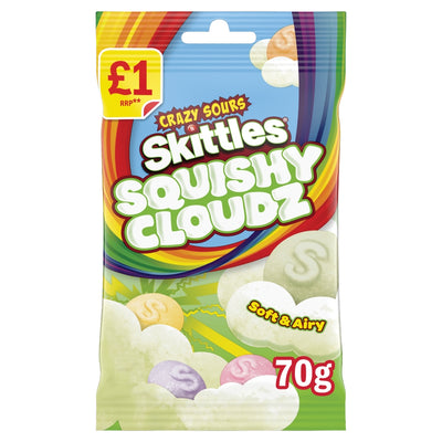 Skittles Squishy Cloudz Sour Sweets Treat Bag 70g x 14 £1 PMP (UK)