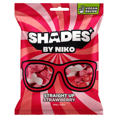Shades by Niko Straight Up Strawberry Flavour Sweets Bag 150g x 20 (UK)