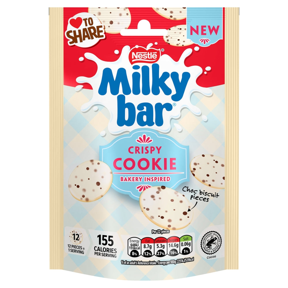 Milkybar Buttons Crispy Cookie White Chocolate Sharing Bag 86g x 11 (UK)