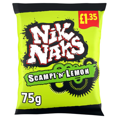 Nik Naks Scampi 'N' Lemon Crisps 75g £1.25 PMP x 20 (UK)