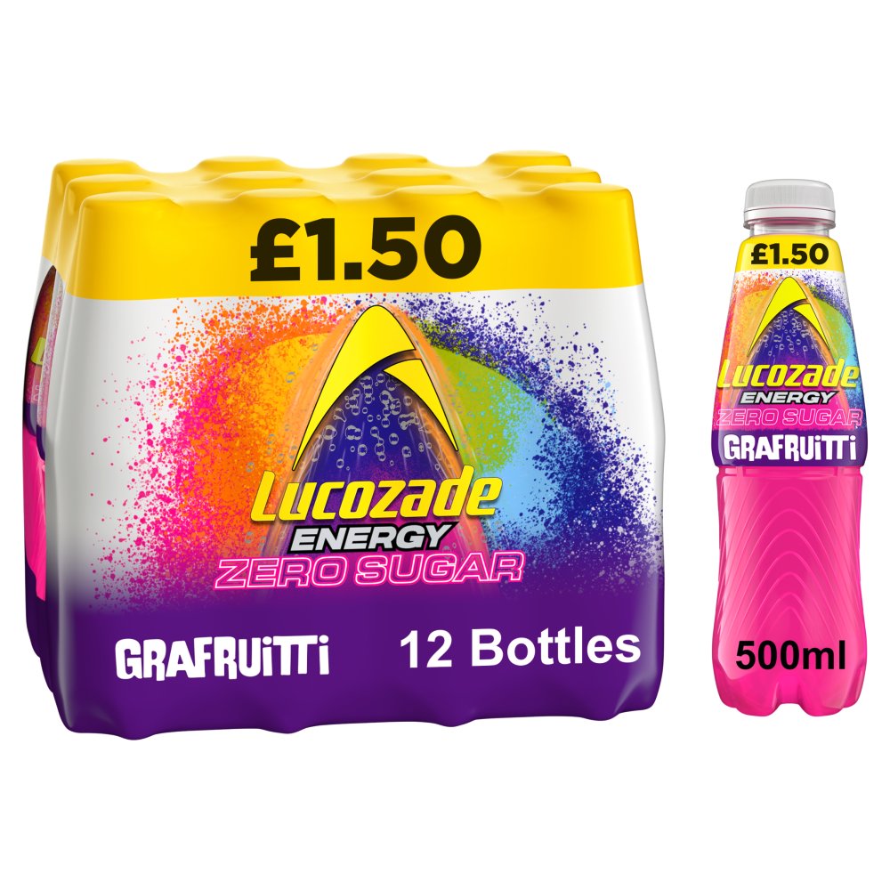 Lucozade Energy Zero Sugar Drink Grafruitti 500ml PMP £1.50 x 12 (UK)