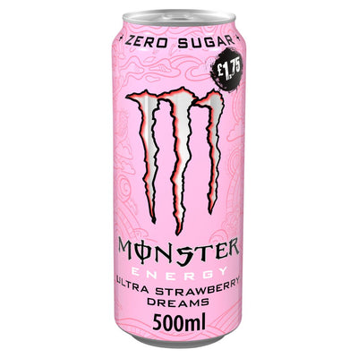 Monster Energy Drink Ultra Strawberry Dreams Zero Sugar 500ml PM £1.75 Can x 12 (UK)