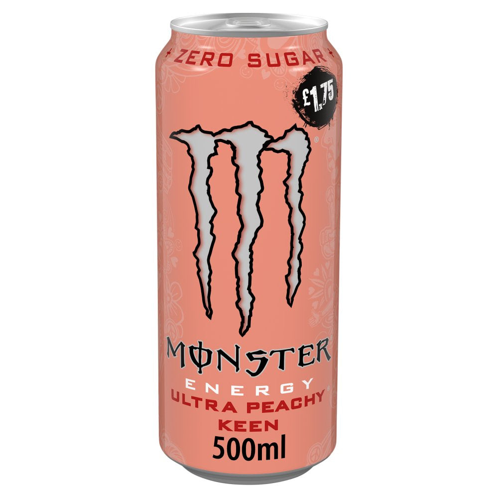 Monster Energy Drink Ultra Peachy Keen Zero Sugar PM £1.75 500ml Can x 12 (Uk)