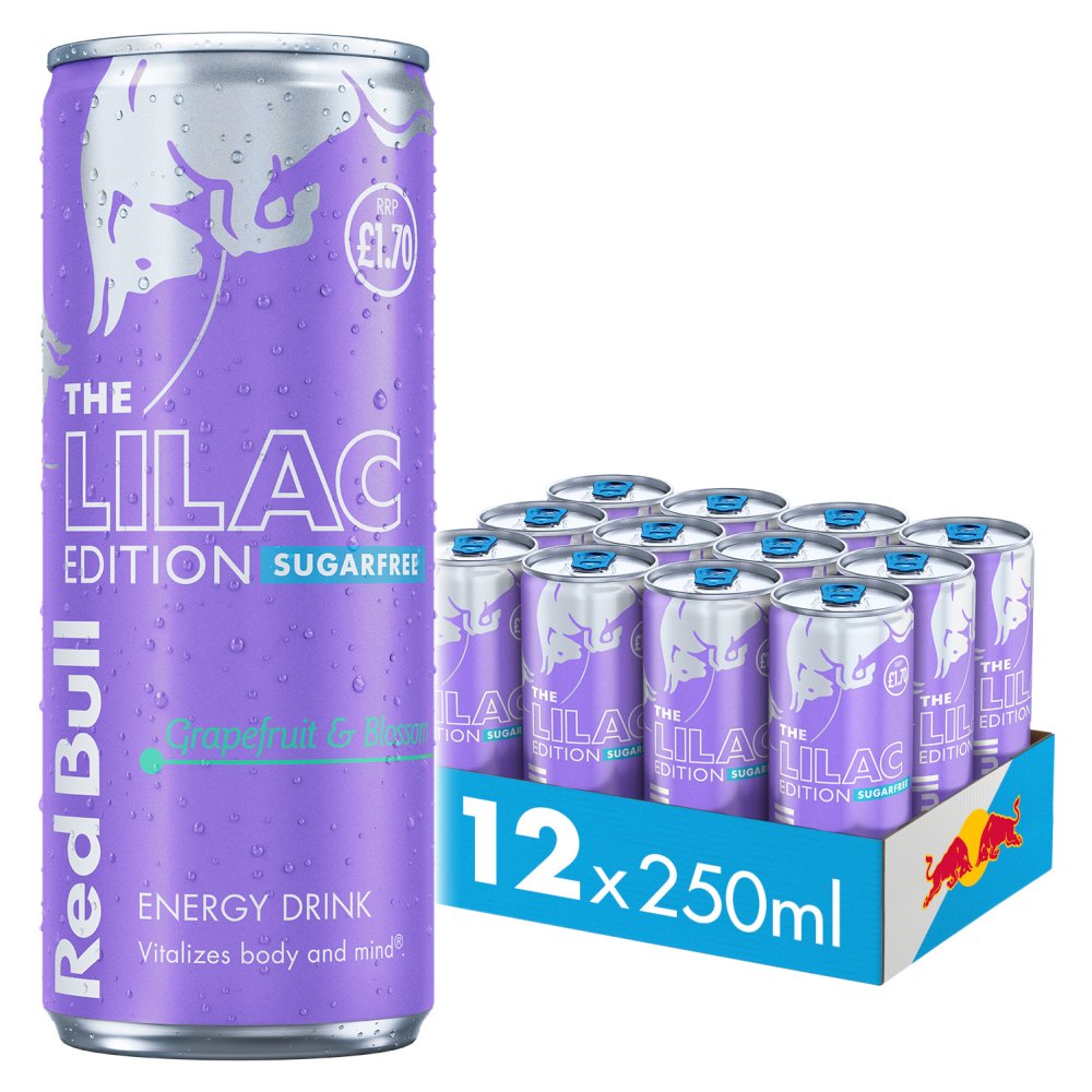 Red Bull Lilac Edition Sugarfree Grapefruit & Blossom Energy Drink 250ml PM £1.70 x 12 (UK)