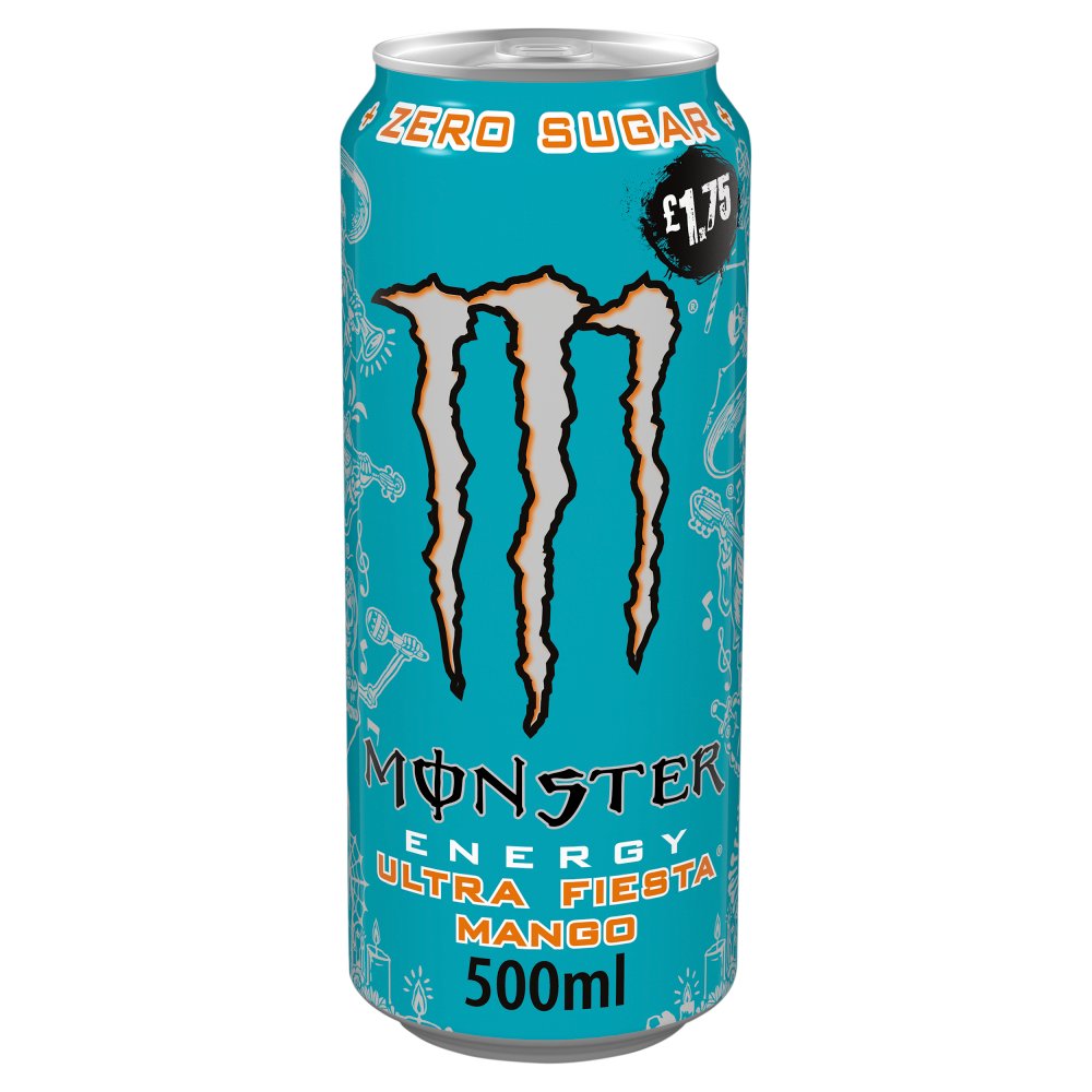 Monster Energy Drink Ultra Fiesta Mango Zero Sugar PM £1.75 Can x 12 (UK)