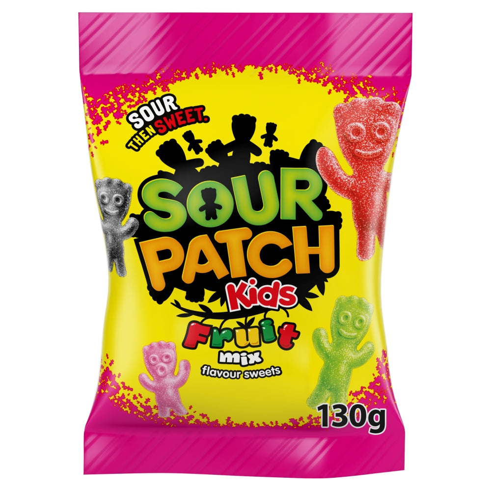 Sour Patch Kids Fruit Mix Flavour Sweets Bag 130g x 10 (UK)