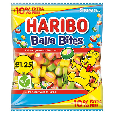Haribo Balla Bites Chewy Sweets Sharing Bag 154g £1.25 PMP + 10% Extra Free x 12 (UK)