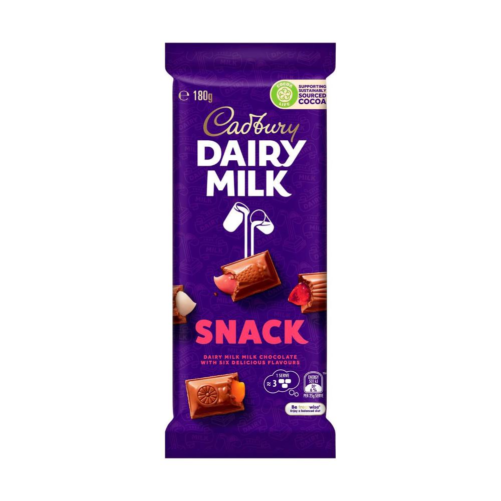 Cadbury Dairy Milk Snack Chocolate Block 180g x 15 (AUSTRALIA)