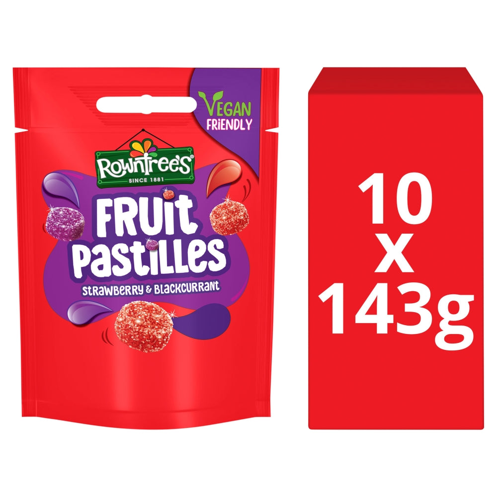 Rowntree's Fruit Pastilles Strawberry & Blackcurrant Sweets Sharing Bag 143g x 10 (UK)