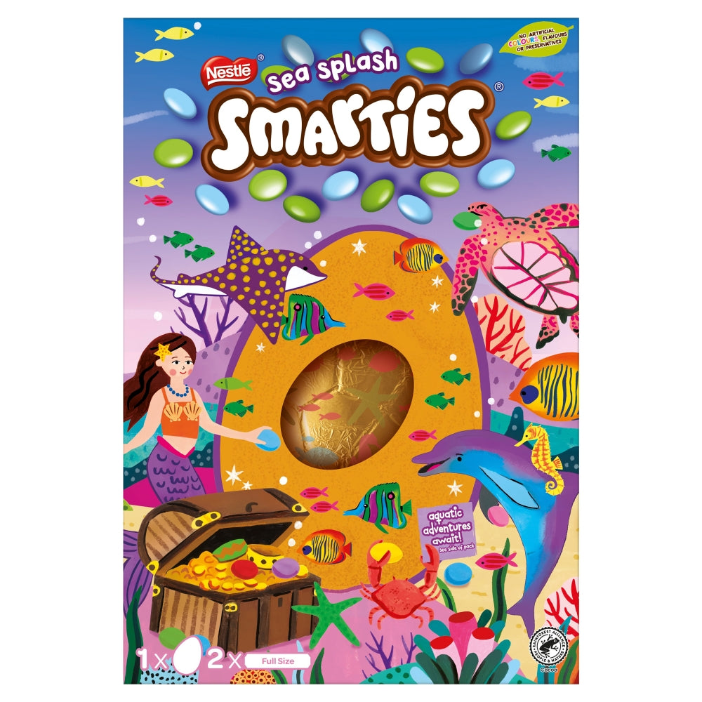 Smarties Sea Splash Milk Chocolate Giant Easter Egg 226g x 1 (UK)