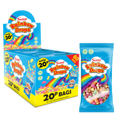 Swizzels Rainbow Drops Bag 10g 20p PMP x 60 (UK)