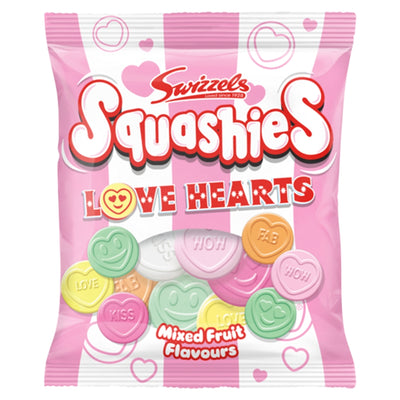 Swizzels Squashies Love Hearts Mixed Fruit Flavour 120g x 12 (UK)