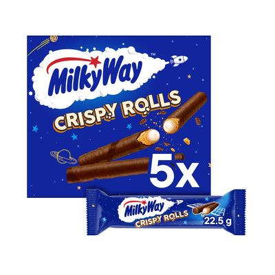 Milky Way Crispy Rolls Biscuit & Milk Chocolate 5 Pack Multipack 112.5g 14 x (5 x 22.5g) Multipacks (UK)
