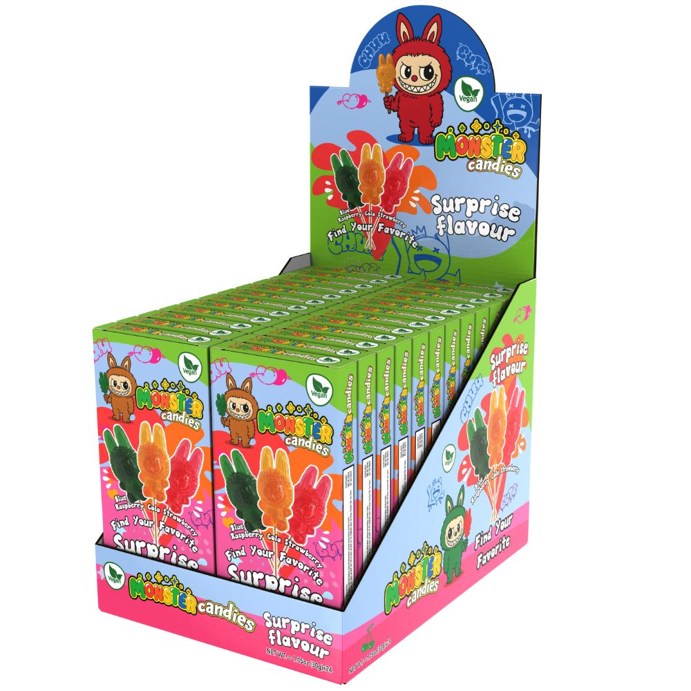 Monster Candies Surprise Flavour Lollipop 30g x 24 (UK)