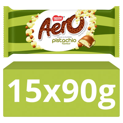 Aero Pistachio Flavour Milk Chocolate Sharing Bar 90g x 15 (UK)