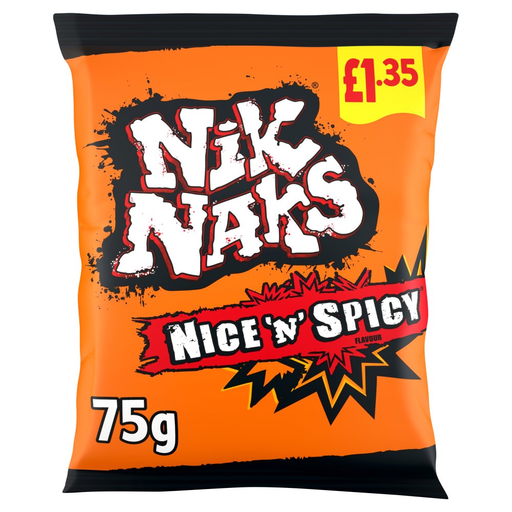 Nik Naks Nice 'N' Spicy Crisps 75g £1.25 PMP x 20 (UK)
