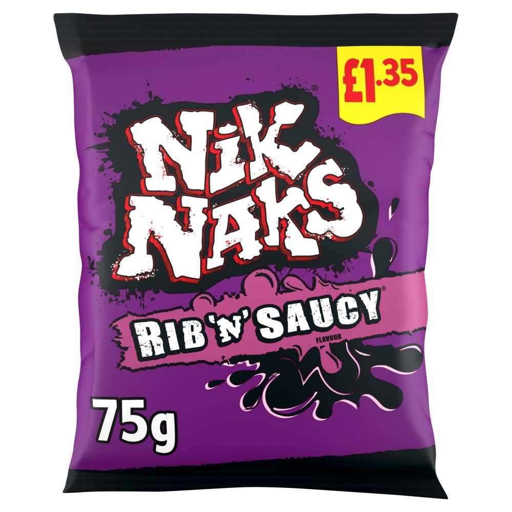 Nik Naks Rib 'N' Saucy Crisps 75g £1.25 PMP x 20 (UK)