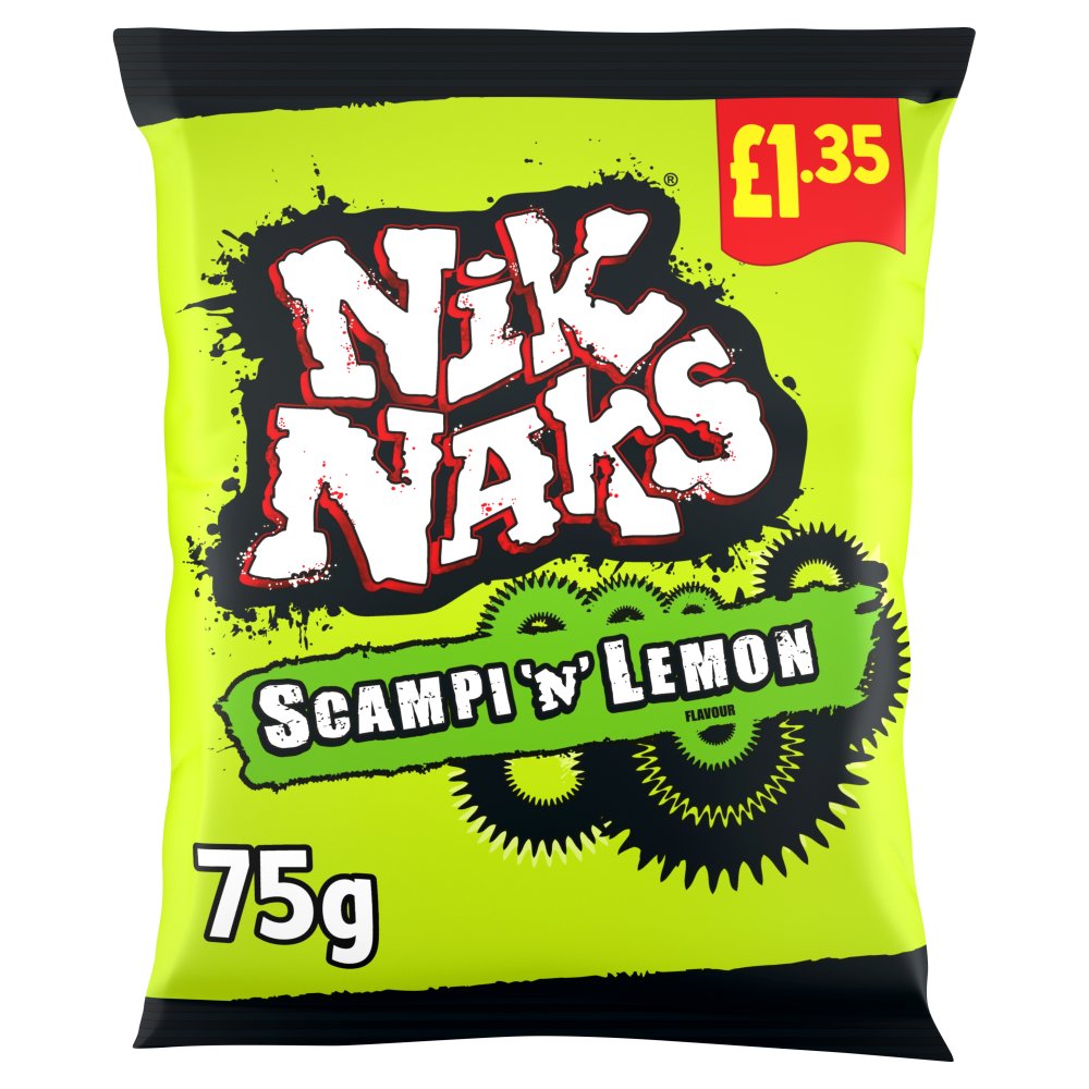 Nik Naks Scampi 'N' Lemon Crisps 75g £1.25 PMP x 20 (UK)