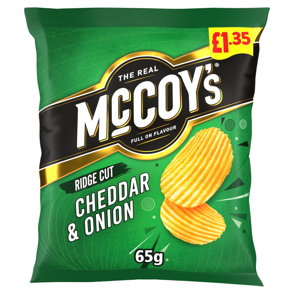 McCoy's Cheddar & Onion Crisps 65g £1.35 PMP x 20 (UK)