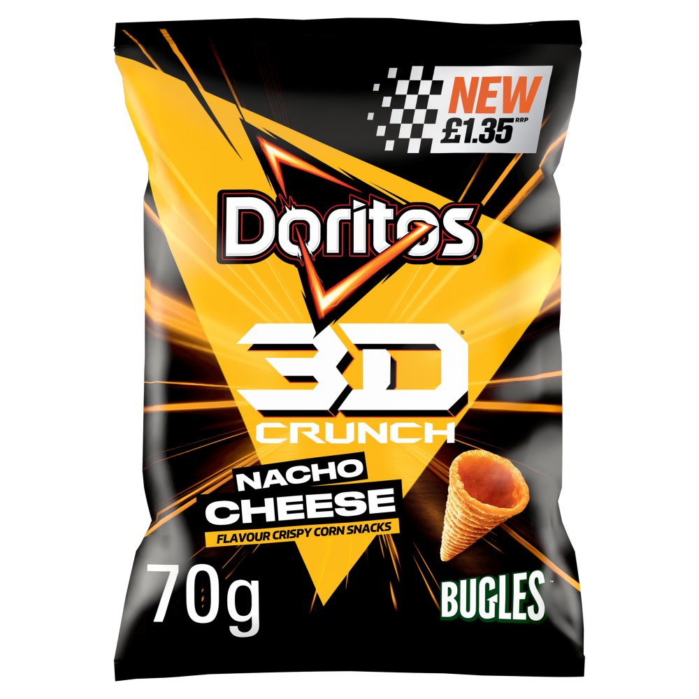 Doritos 3D Crunch Nacho Cheese Crisps 70g £1.35 PMP x 18 (UK)