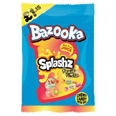 Bazooka Splashz Fruit Fiesta Chewy Candy with Gel 120g x 12 (UK)