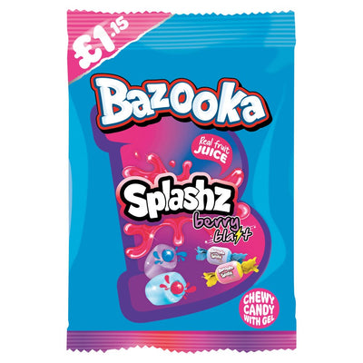 Bazooka Splashz Berry Blast Chewy Candy with Gel 120g x 12 (UK)