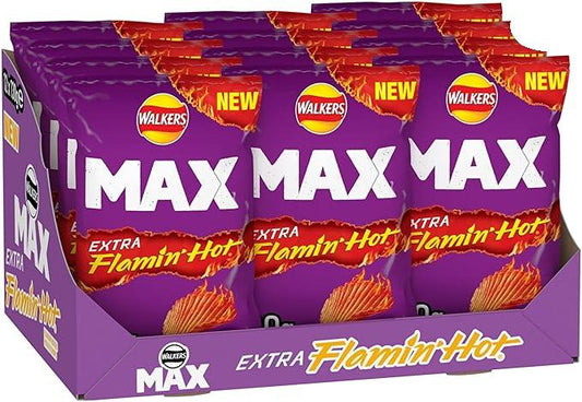 Walkers Max Extra Flamin' Hot Crisps 130g x 12 (UK)