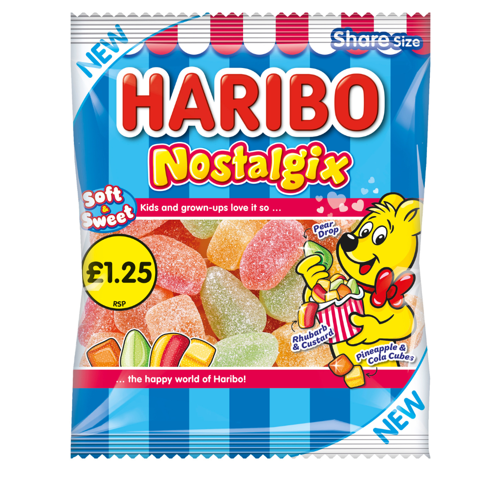 Haribo Nostalgix Sugar Coated Fruit & Cola Flavour Jelly Sweets 140g £1.25 PMP x 12 (UK)