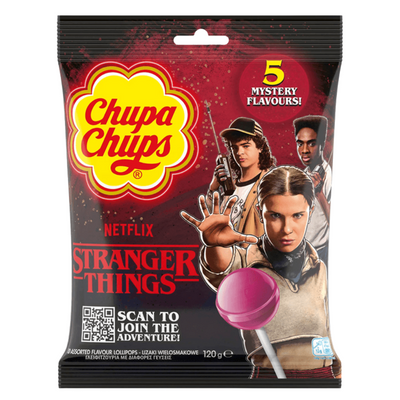 Chupa Chups Stranger Things 5 Flavours Lollipops Bag 120g x 12 (UK)