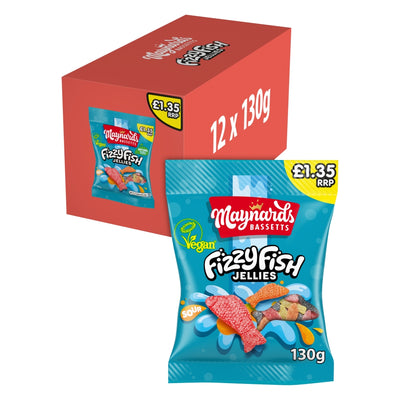 Maynards Bassetts Fizzy Fish Sweets Bag £1.35 PMP 130g x 12 (UK)